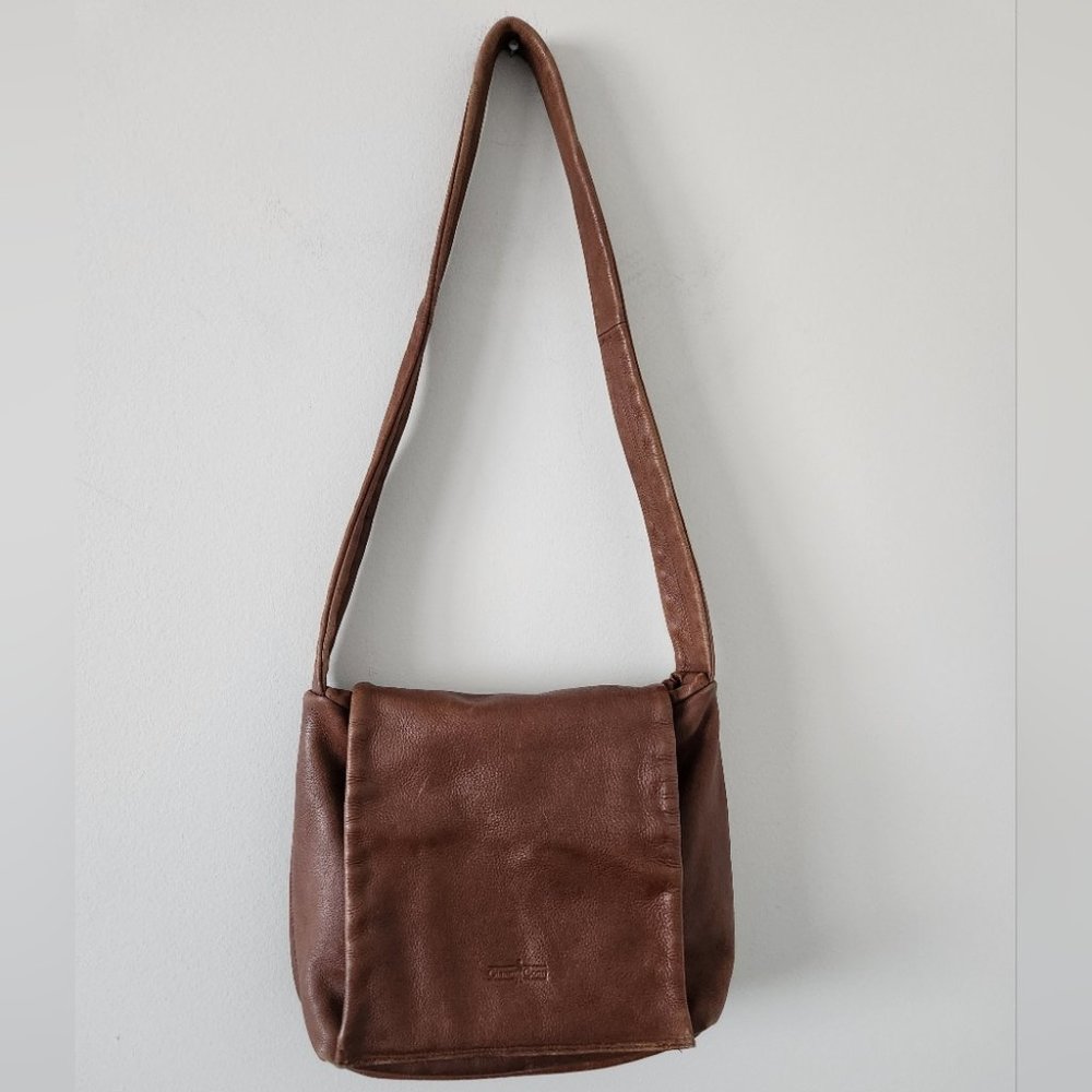 GIANNI CONTI | Leather shoulder bag cognac brown
